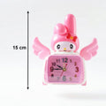 Adorable pink bunny desk clock with wheels for kids