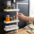 Close-up showing ample tier space of the rotating storage rack