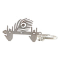 Durable metal Krishna Flute Keychain with auspicious peacock feather.