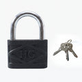 Heavy Duty Padlock securing a sturdy metal gate, demonstrating real-world application.