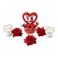 Love-themed decorative showpiece with roses and candles