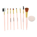 Ergonomically designed handles of the 9-piece makeup brush collection