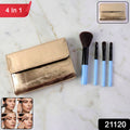 Premium 4-in-1 makeup brush set inside a protective travel pouch