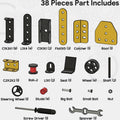 Assembled mechanical models from the Mecha Racer STEM Kit displayed on table