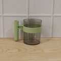 Transparent plastic drinking cup with handle, reusable and easy to clean