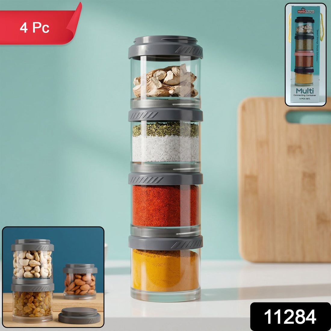 Stackable multipurpose storage container set for kitchen organization