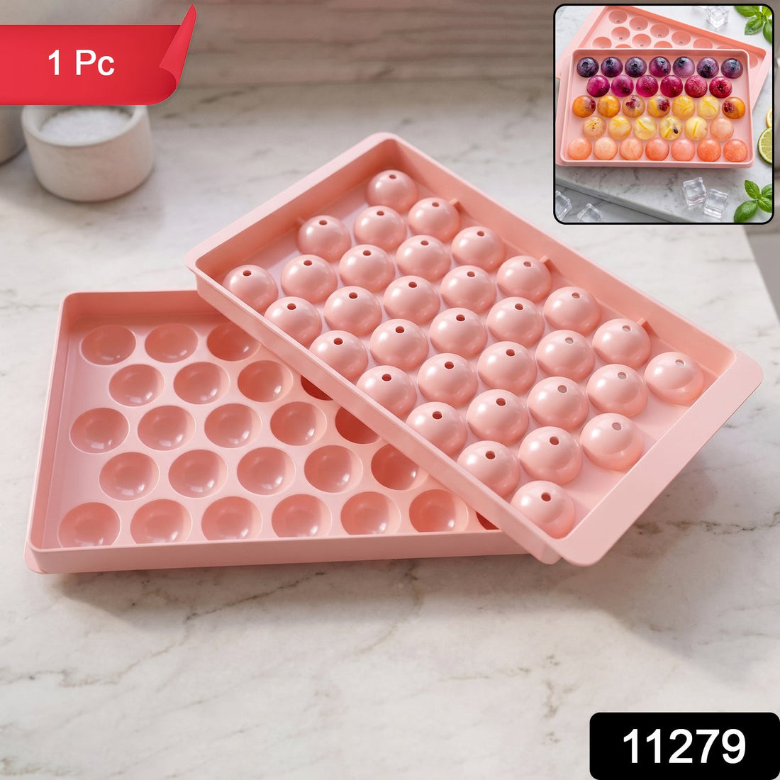 Pink plastic lollipop and ice candy mold for home use