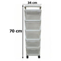 Portable plastic drawer organizer with wheels for clothes and toys