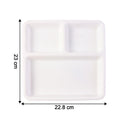 Side view of plastic 3-compartment plate showing depth and sections