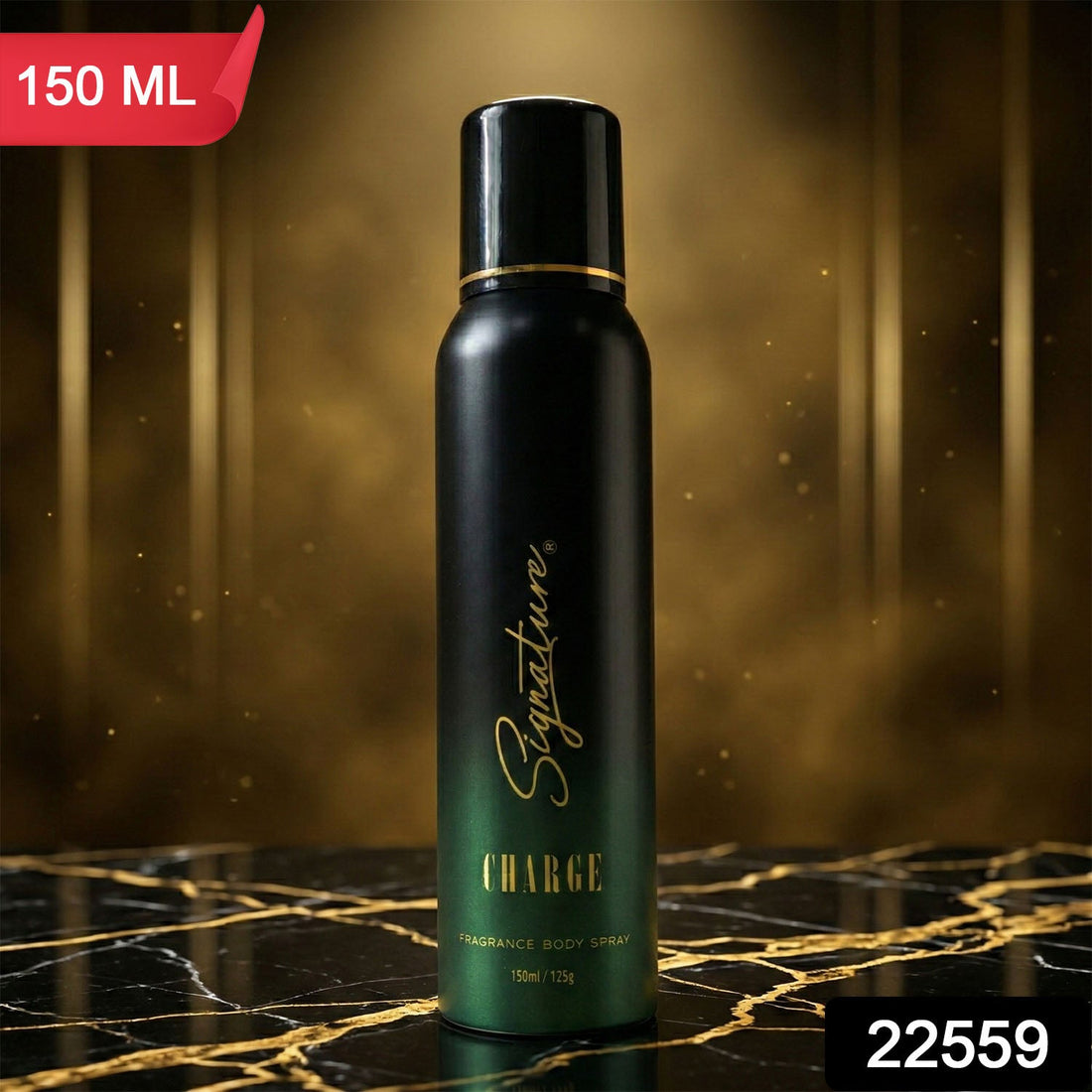 Signature charge fragrance body spray 150 ml bottle showcasing masculine scent