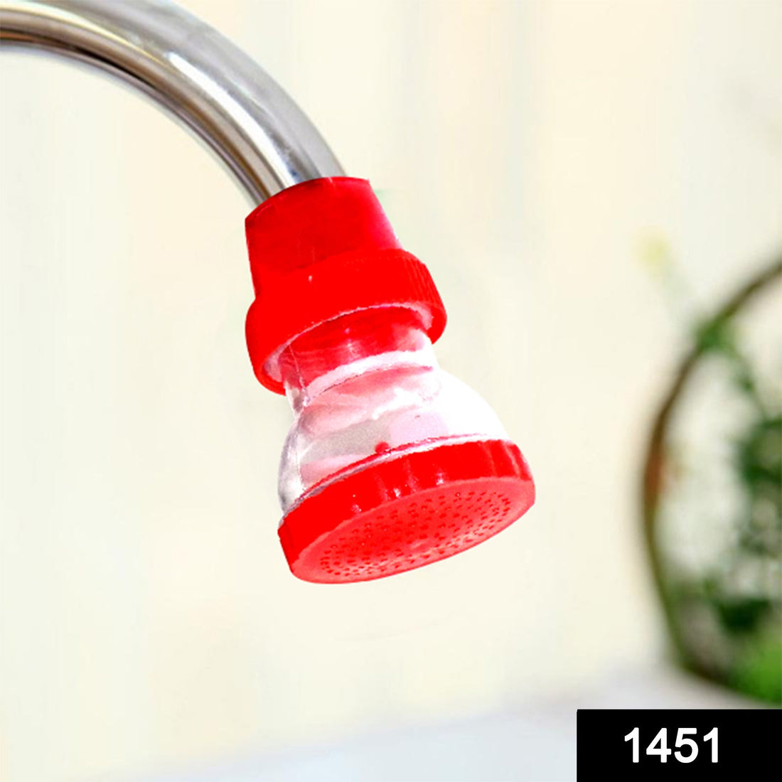 360-Degree Shower Head Faucet in action, mounted on a kitchen sink tap.