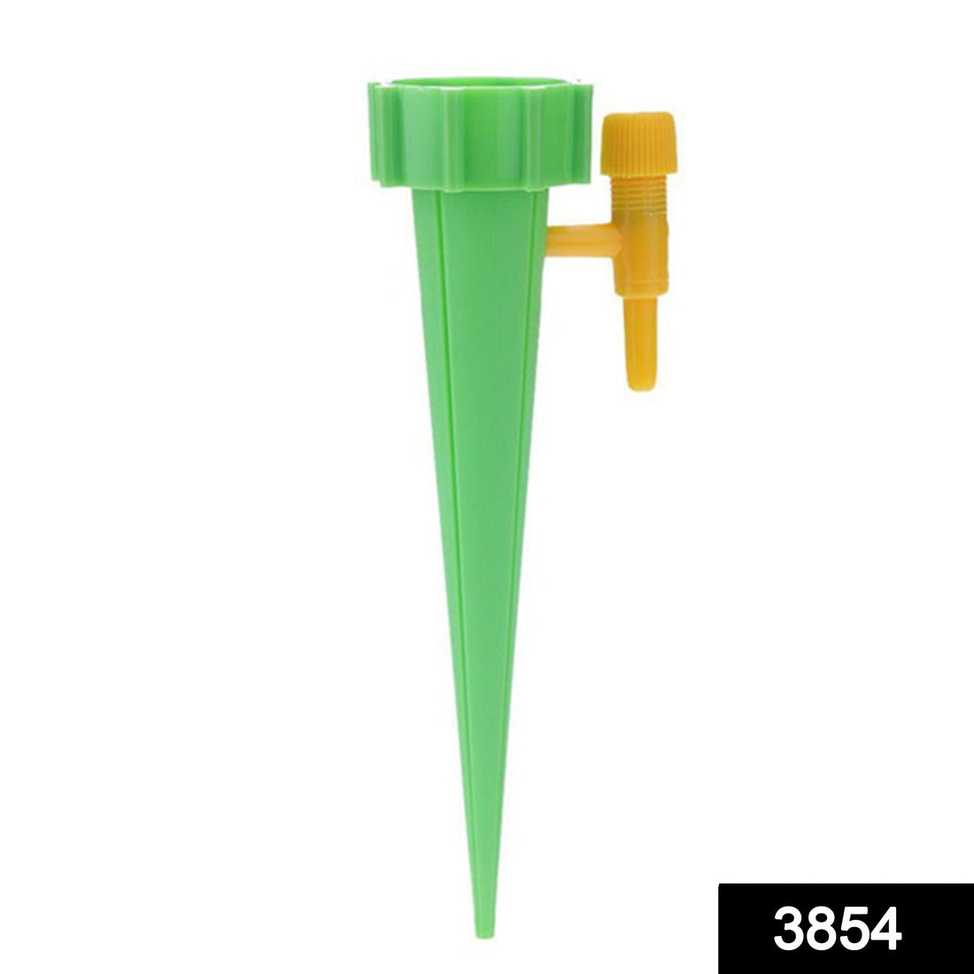 Drip irrigation kit with self-watering spikes installed in a plant pot.