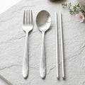 Stainless steel fork, spoon and chopsticks set for travel and office