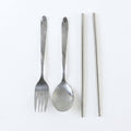 Eco friendly reusable cutlery with fork, spoon and chopsticks