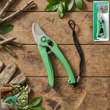 Cisora bypass garden shears with sharp stainless steel blades and black ergonomic handles.