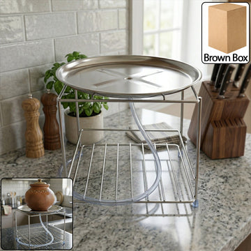 Stainless steel multipurpose kitchen utensils stand with dual-layer design