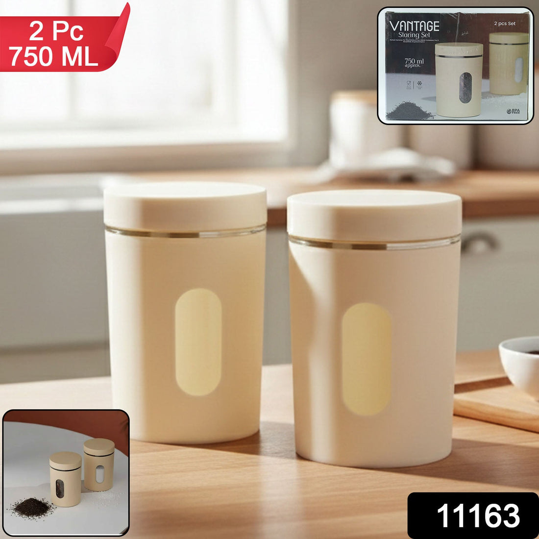 Kitchen storage container set with 2 airtight jars 750 ML each
