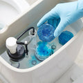 Blue toilet cleaner tablet for long-lasting bathroom freshness