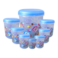 Stackable transparent air tight containers showcasing their secure seals.
