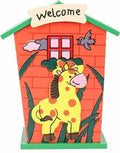 Top view of the cartoon house wooden piggy bank, highlighting its compact size.