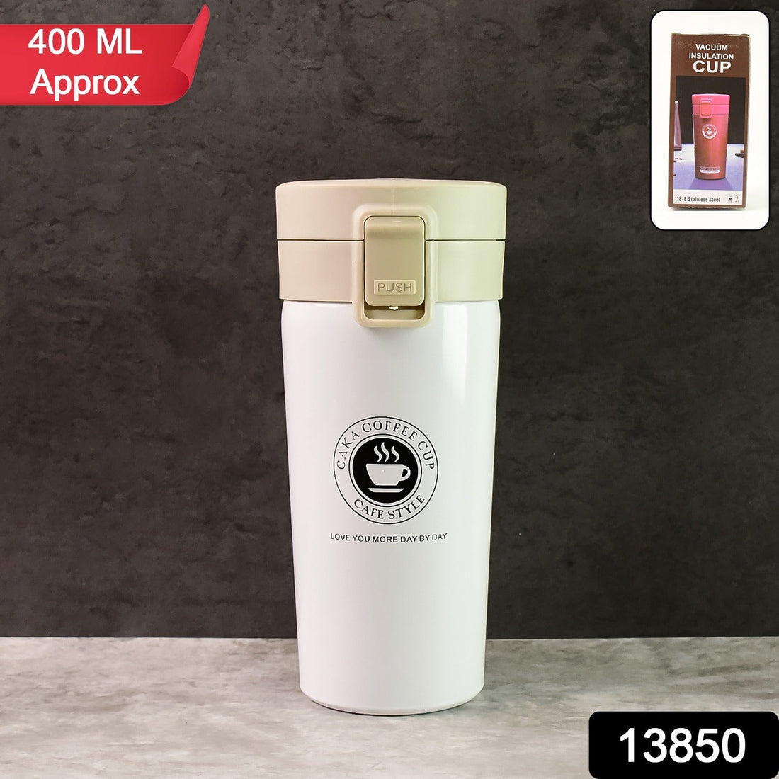 400ML stainless steel vacuum insulated coffee flask with flip-lock lid