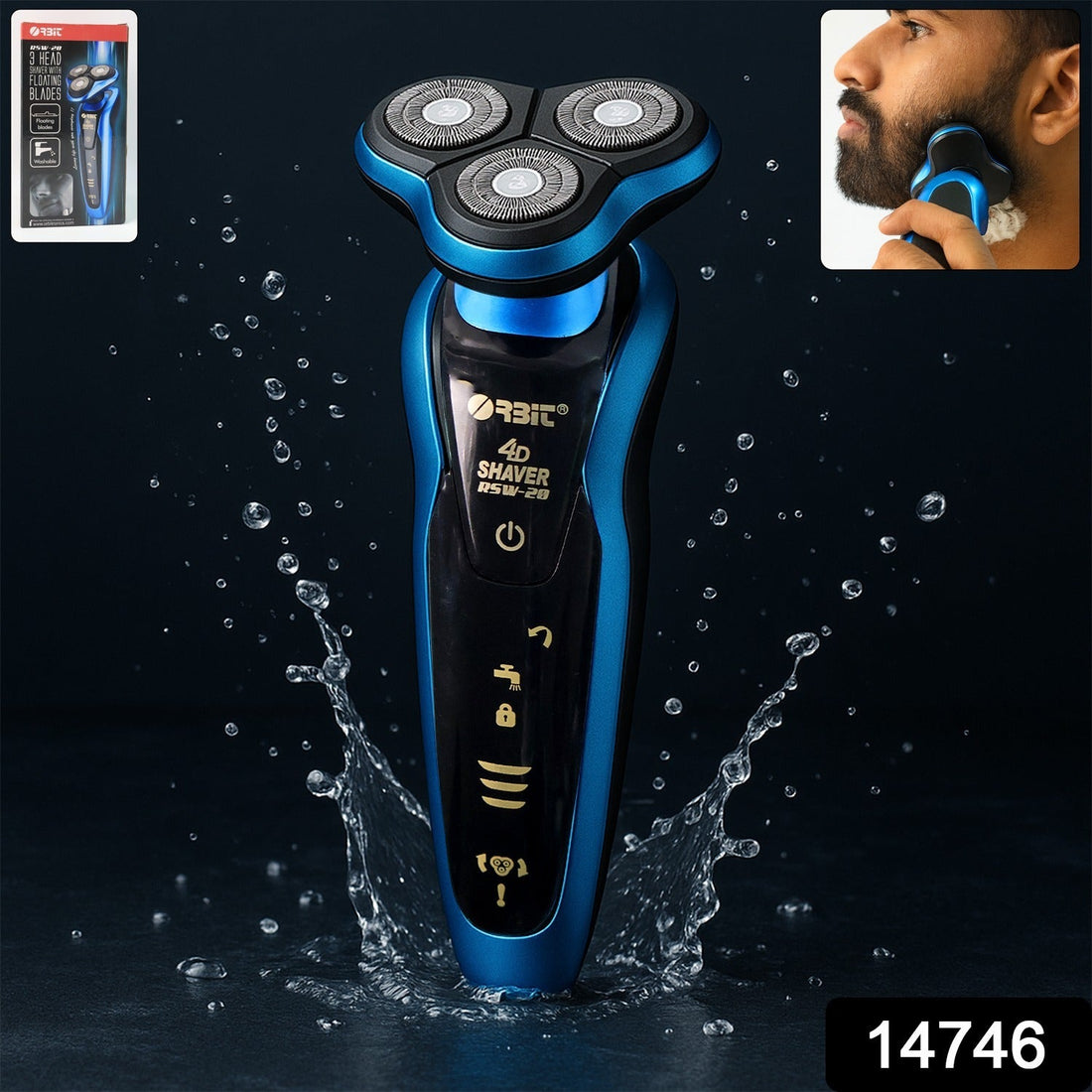 4D rechargeable electric shaver with triple floating blades