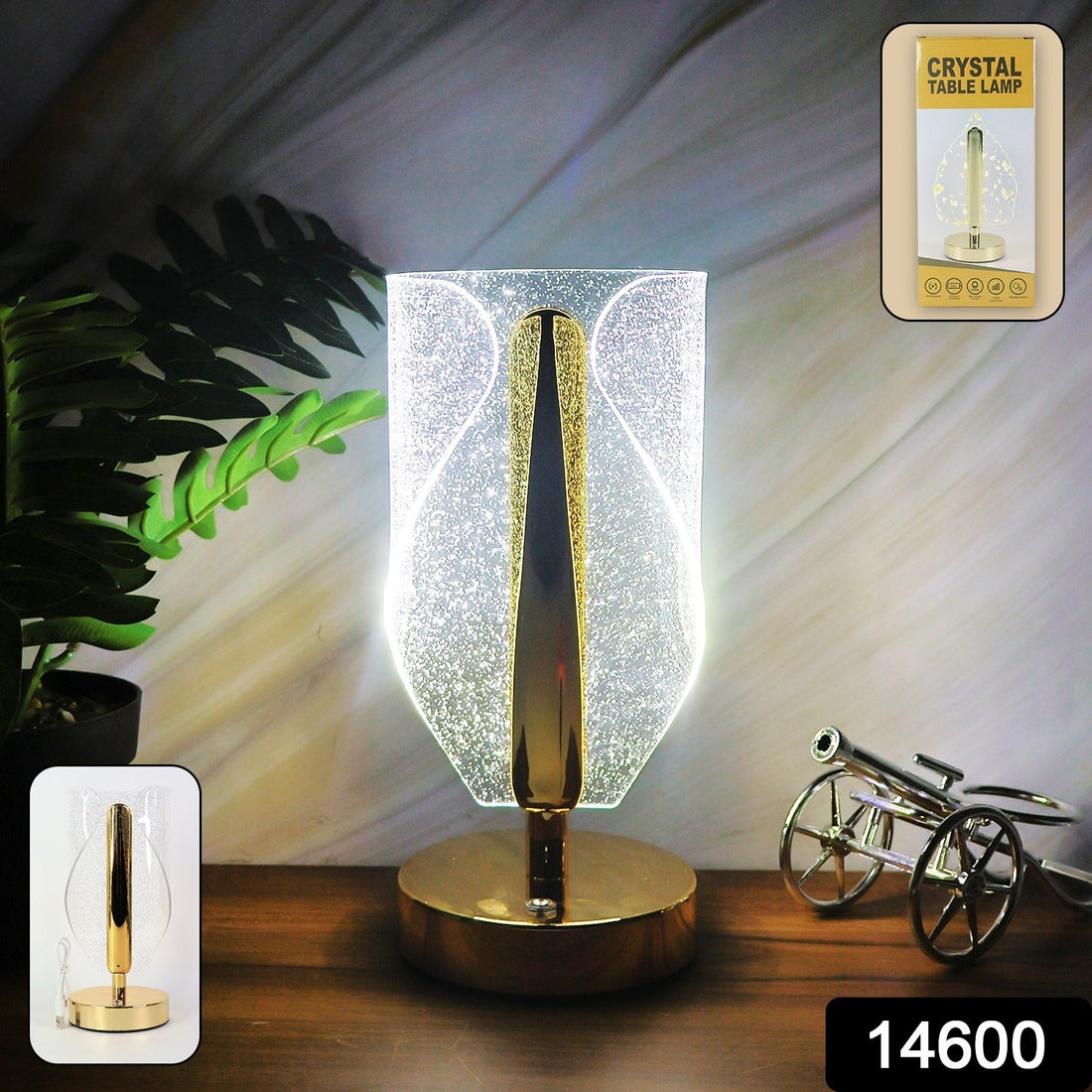 Luxury crystal table lamp with USB charging on display