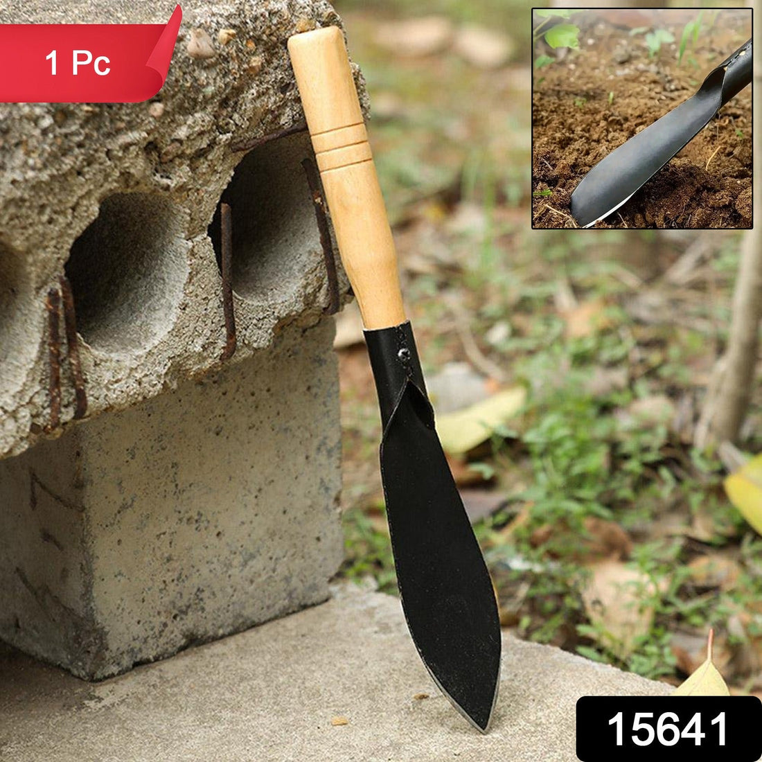 Heavy Duty Gardening Trowel with ergonomic wooden handle and sharp metal blade