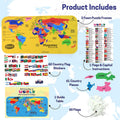 World Map Puzzle layout showing all continents in bright colors