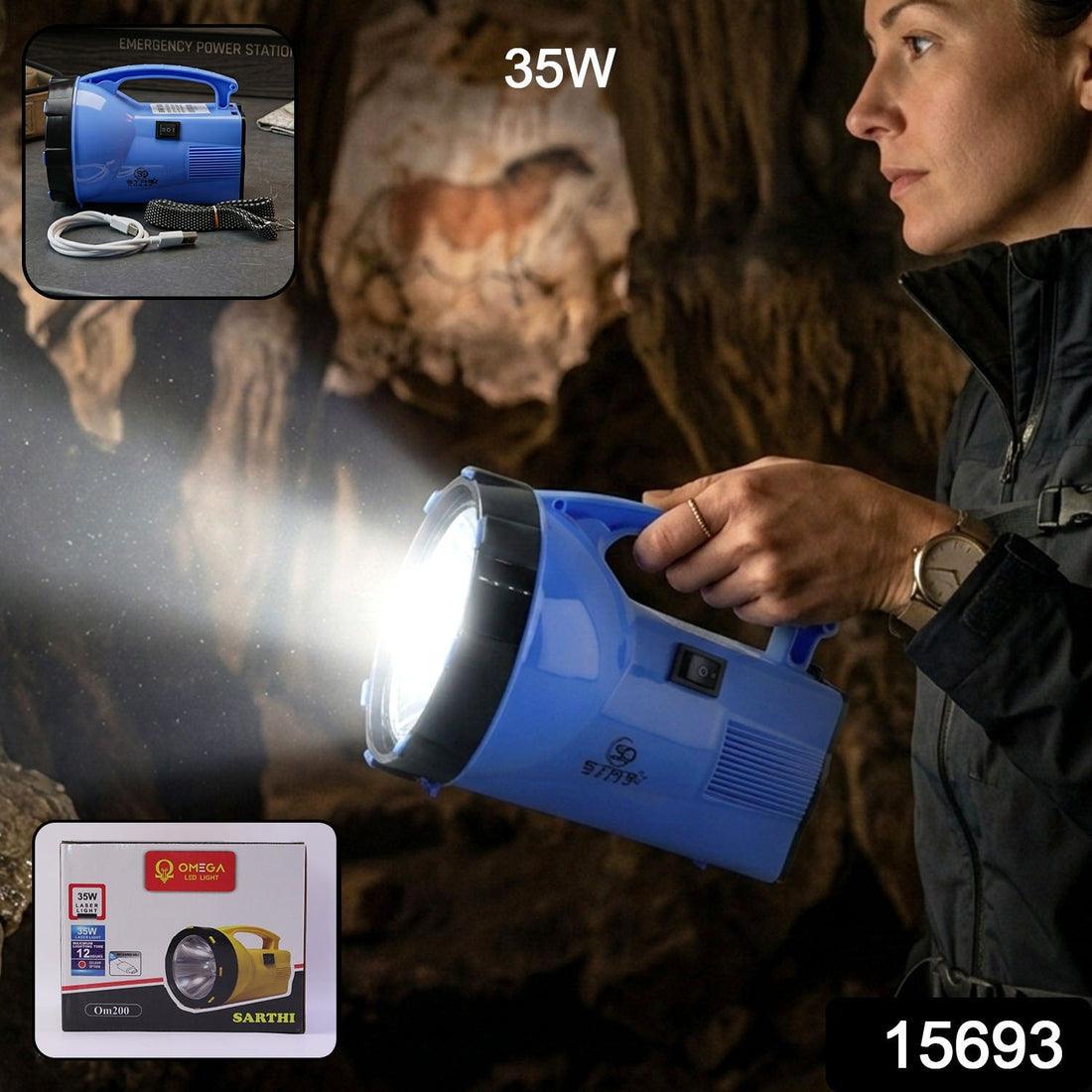 Portable rechargeable LED laser torch for outdoor use