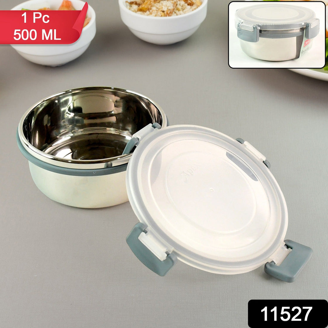 Airtight Food Storage Container 500 ml with secure clip-lock lid