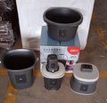Complete 6-piece plastic bathroom set with basin and dustbin
