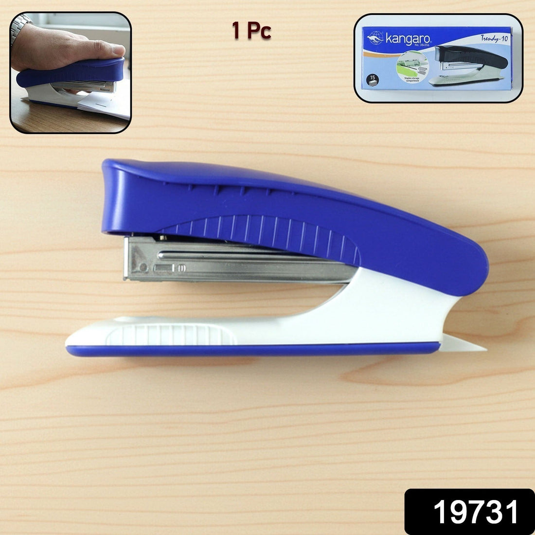 Kangaro Trendy 10 manual stapler with smooth stapling mechanism on desk
