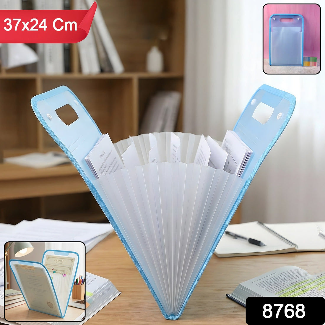 13 pocket document file folder with sturdy handle for easy carrying