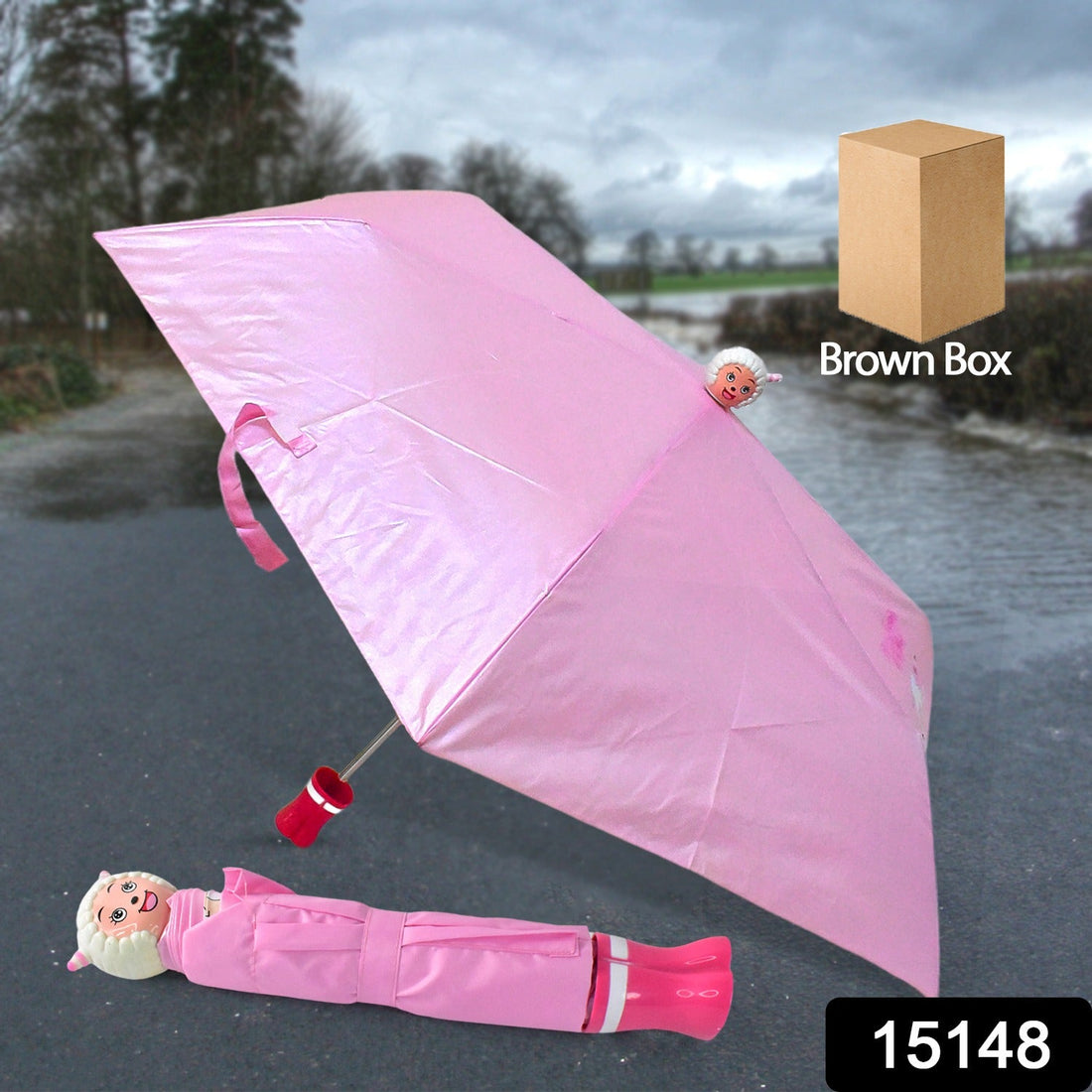 Foldable cartoon umbrella with SunFlicker design for UV protection