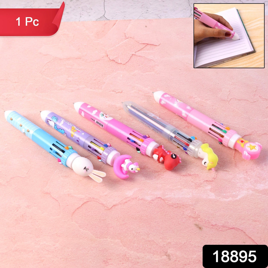 10-in-1 multicolor ball pen showing multiple ink colors