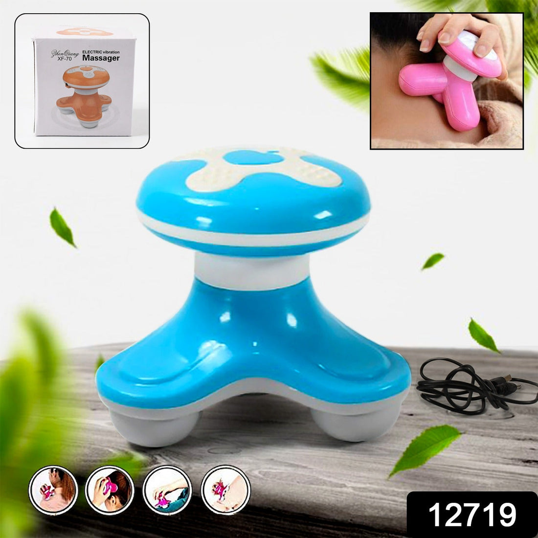 Ergonomic mini massager in triangle design, perfect for targeted muscle relief.