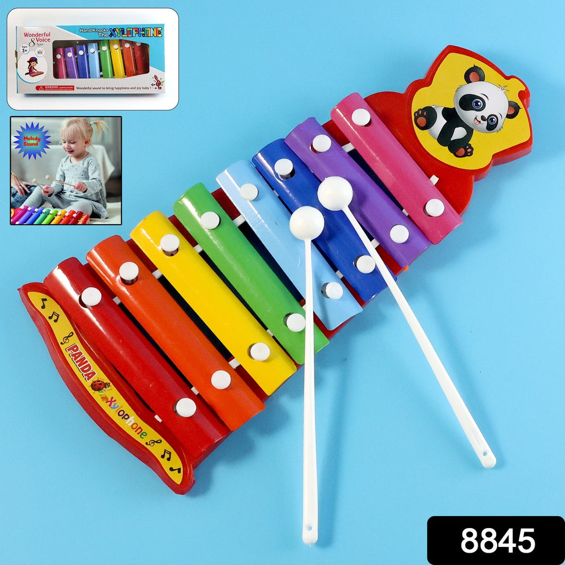 Colorful kids musical xylophone toy with vibrant sound bars and dual mallets