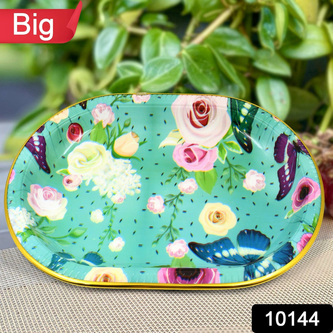 Vibrant flower printed plastic serving tray from Serve Stellar.