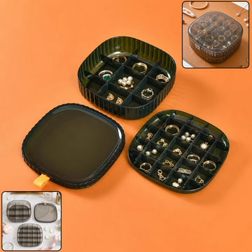 Plastic multi compartment jewelry organizer box with stackable ring storage (1 set)