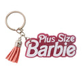 Trendy text keychain featuring Plus Size Barbie with tassel detail