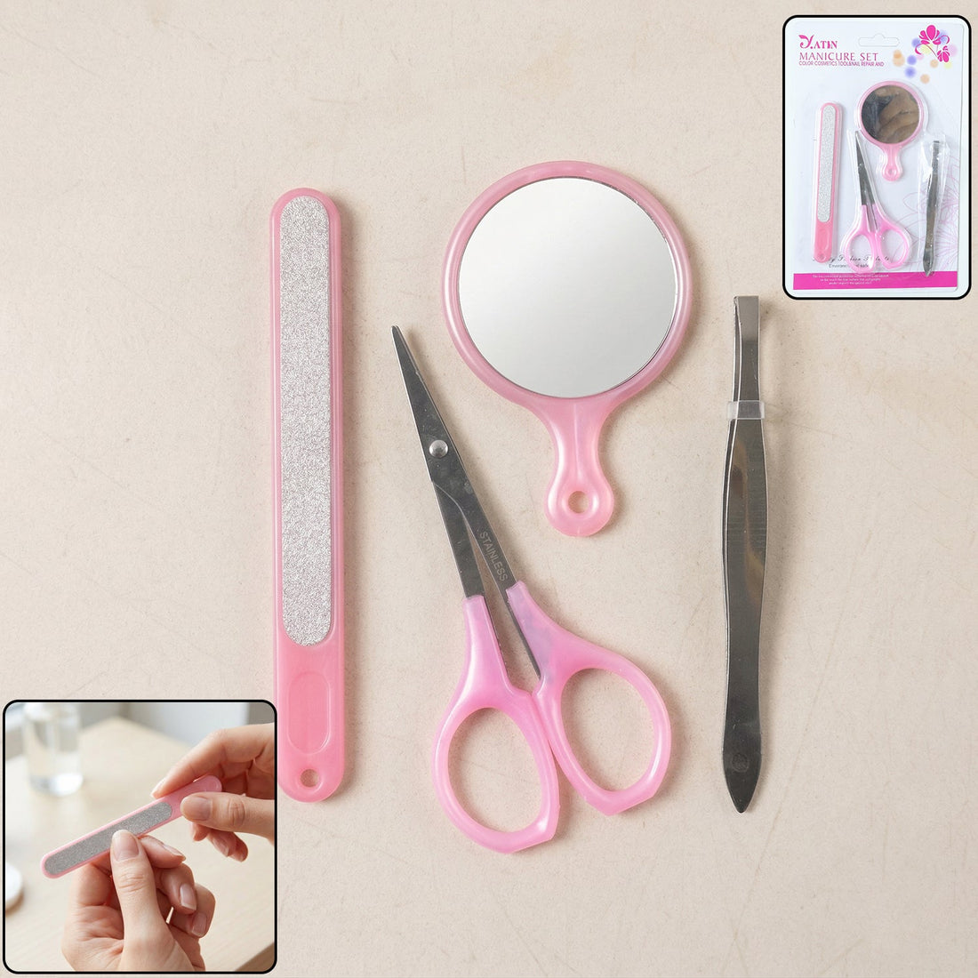 4 in 1 manicure kit with nail scissors and files