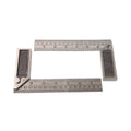 Precision measurement using metal try square ruler to check right angles accurately