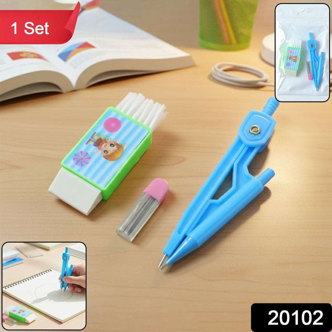 Kids plastic drawing compass set for precise geometry drawing