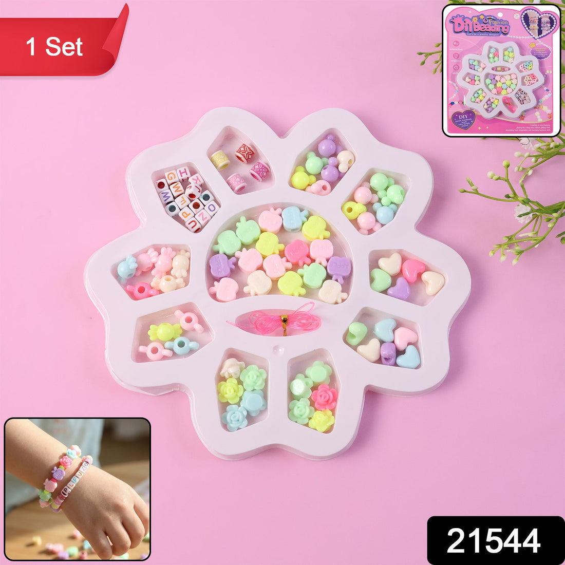 DIY beading jewellery making kit with colorful beads for kids