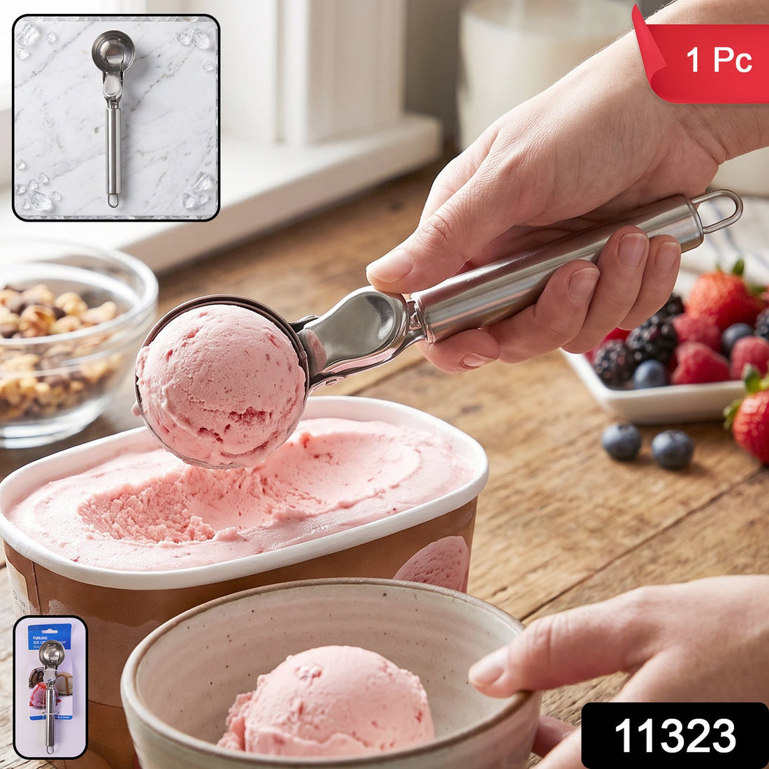 Stainless steel trigger release ice cream scoop and cookie dough scooper (1 pc)