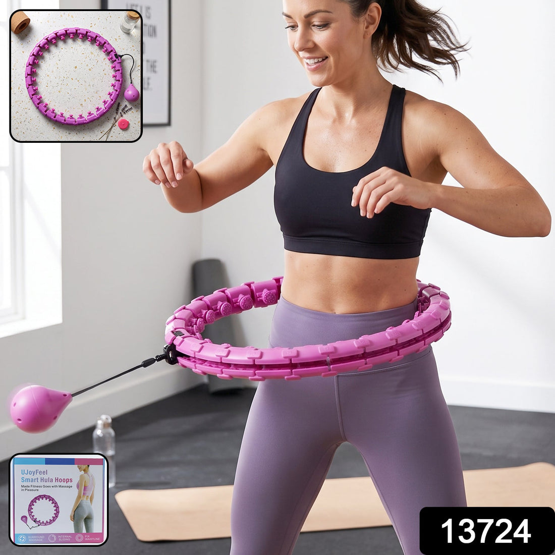 Smart fitness hula hoop with weighted ball and detachable waist exerciser (1 pc)