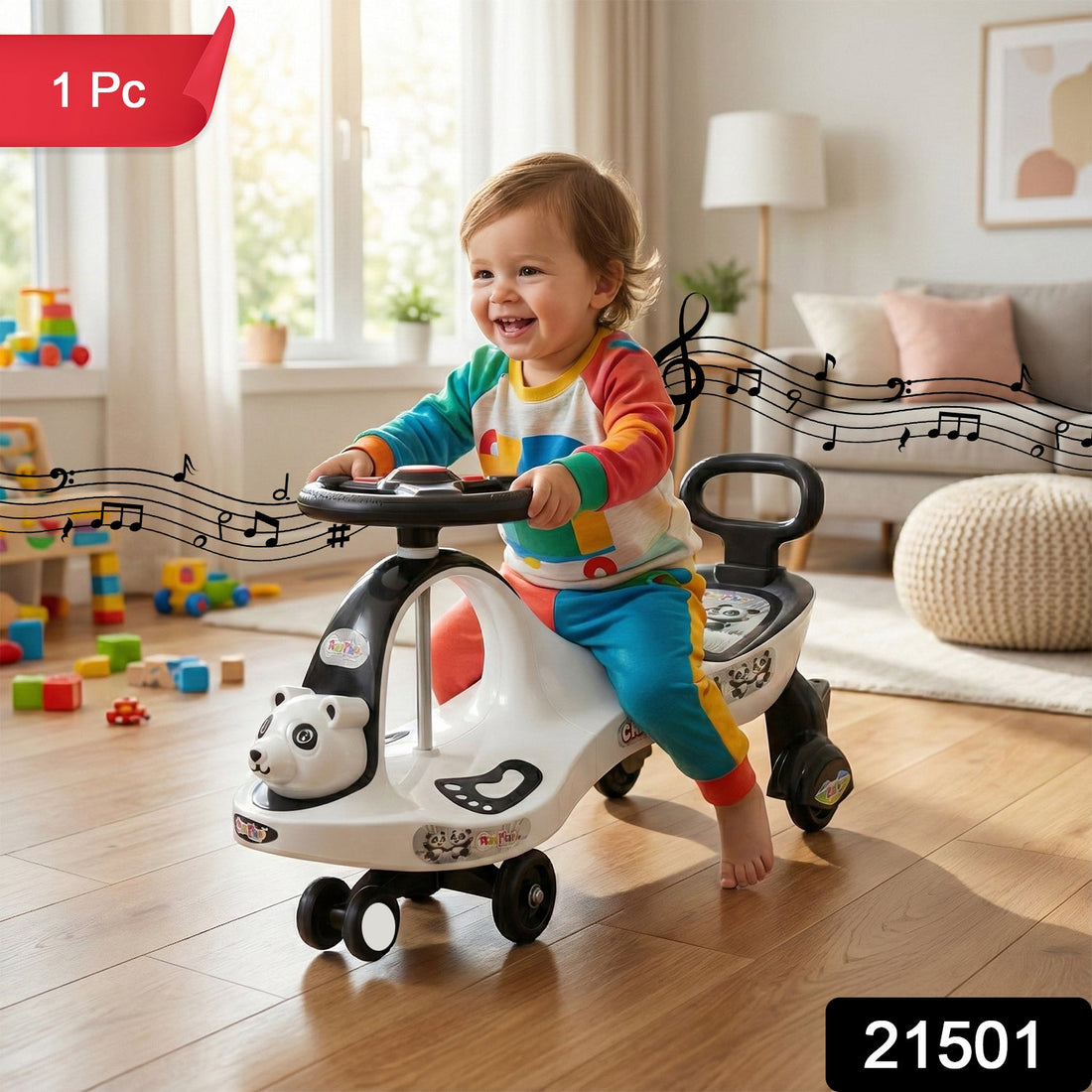 Baby Magic Swing Car ride-on toy with music for toddlers indoor play