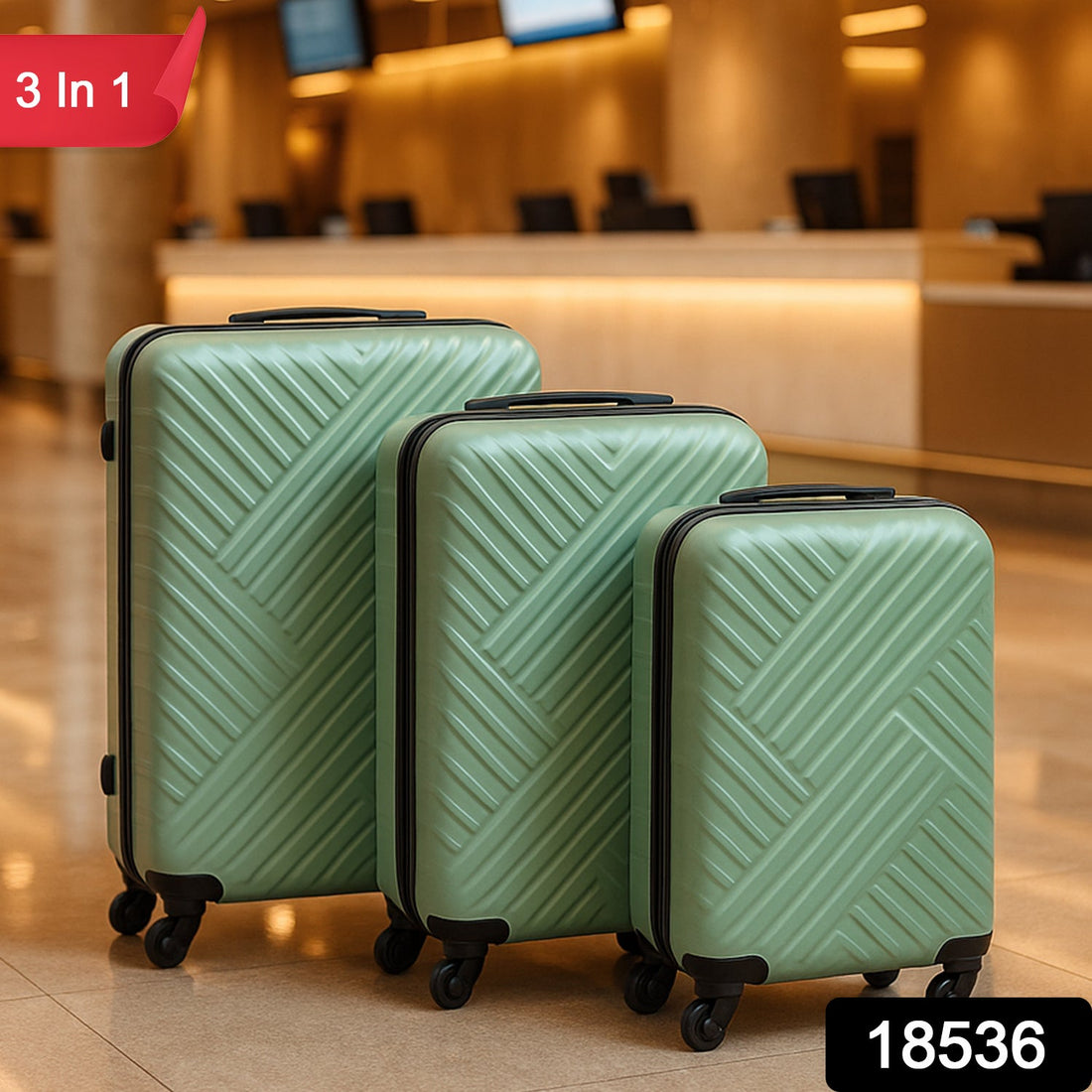 Trekola 3-in-1 luggage set in three sizes, perfect for all travel needs.