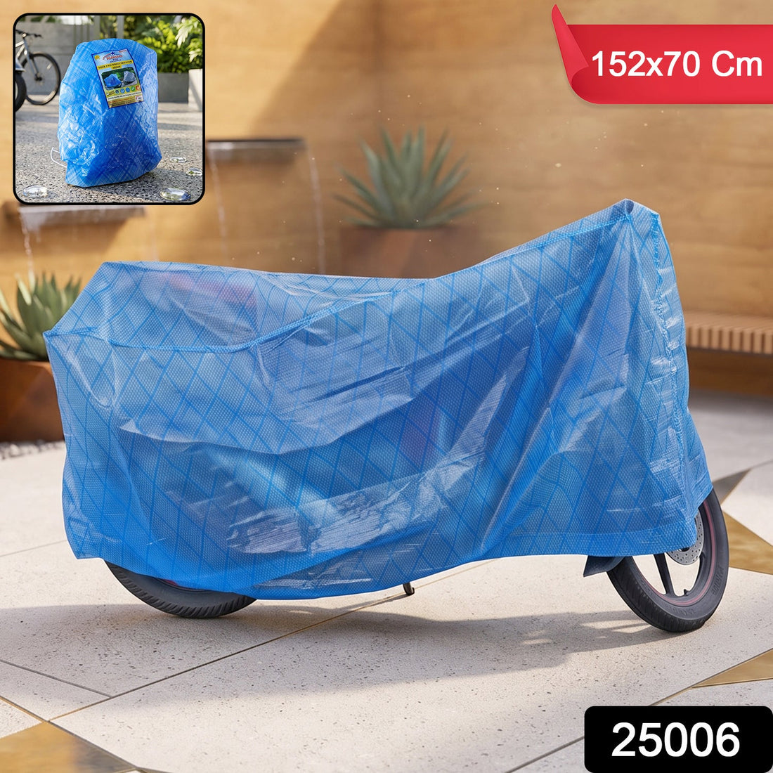 Medium waterproof two wheeler cover, 152 x 70 cm, dust and rain proof (1 pc)